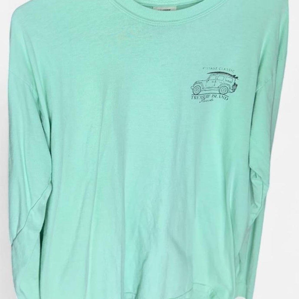 Comfort Colors Treasure Island Florida Long Sleeve Graphic T-Shirt Seafoam Green